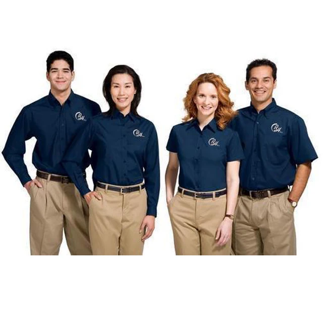 Embroidered logo fashion uniform for office staff