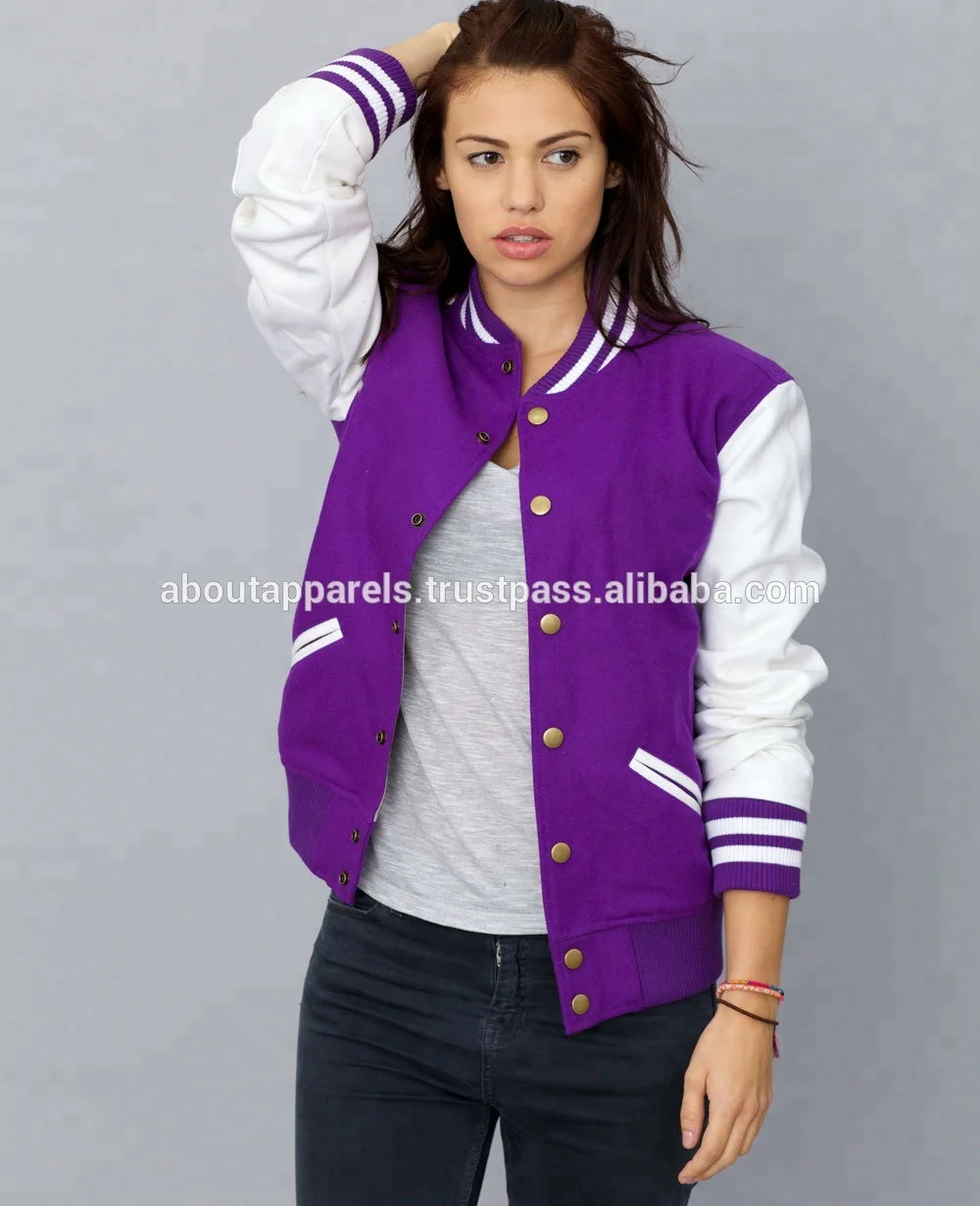 Custom logo stain half zip sports bomber jackets men 2017 blank baseball track pullover Wool Varsity Bomber jacket wholesale