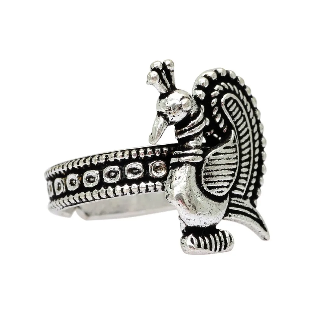 Silver Color Oxidised Birds Design Ring For Girls & Women