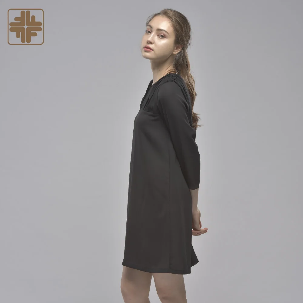 OEM ODM Black Elegance Shirring Dress Manufacturer For Ladies Woman