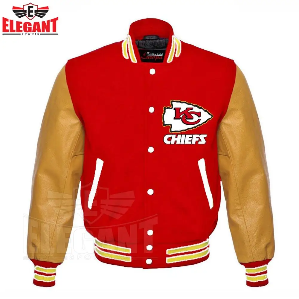 OEM Custom Printed DOLPHINS  front Varsity Jackets with striped knit cuffs Wholesale price for team sports clubs
