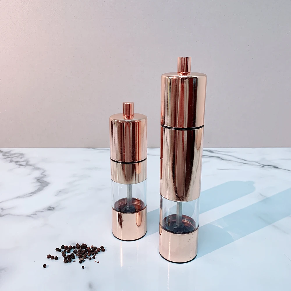 [Holar] Taiwan Made Elegant 5 6 8 Inch Rose Gold Salt and Pepper Grinder Mill with Clear Viewing Window