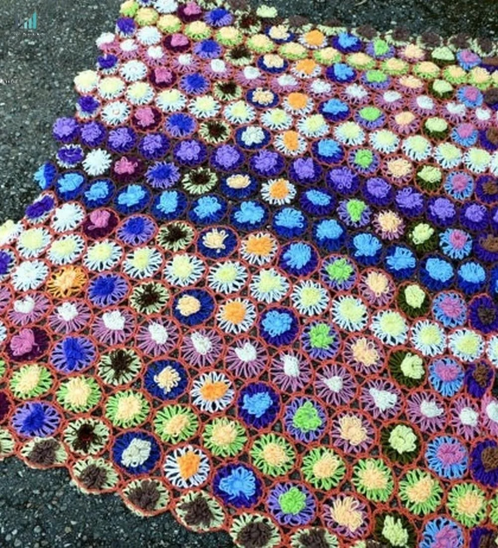 Luxury Softened Daisy Chain Multicolor Vintage Handmade Crochet Baby Throw Blanket Beadspread