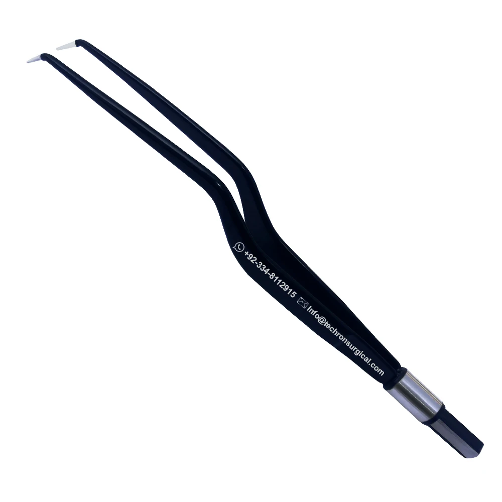Non-Stick Electrosurgical European Bayonet Angled Up Bipolar Forceps