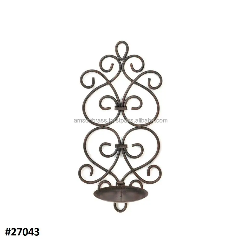 Wrought Iron One Light Wall Sconce Candle Holder