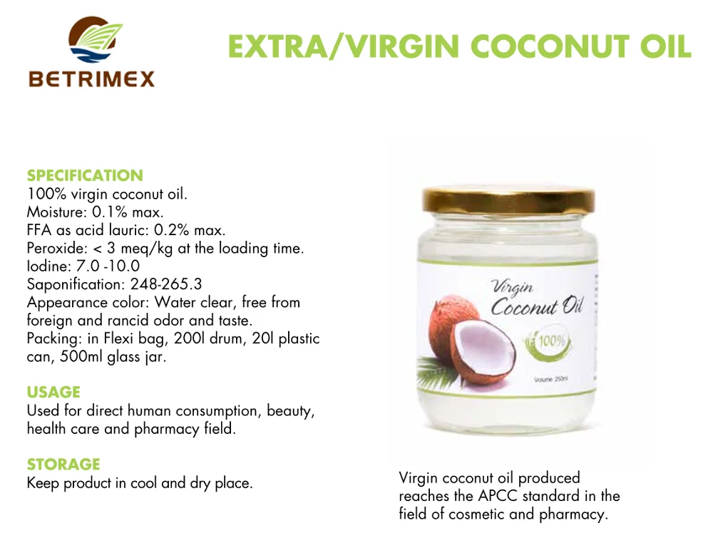 Wholesale Virgin Coconut Oil High Quality in Jar Packing COLD PRESS + CENTRIFUGE - Betrimex - Made in Vietnam - OEM