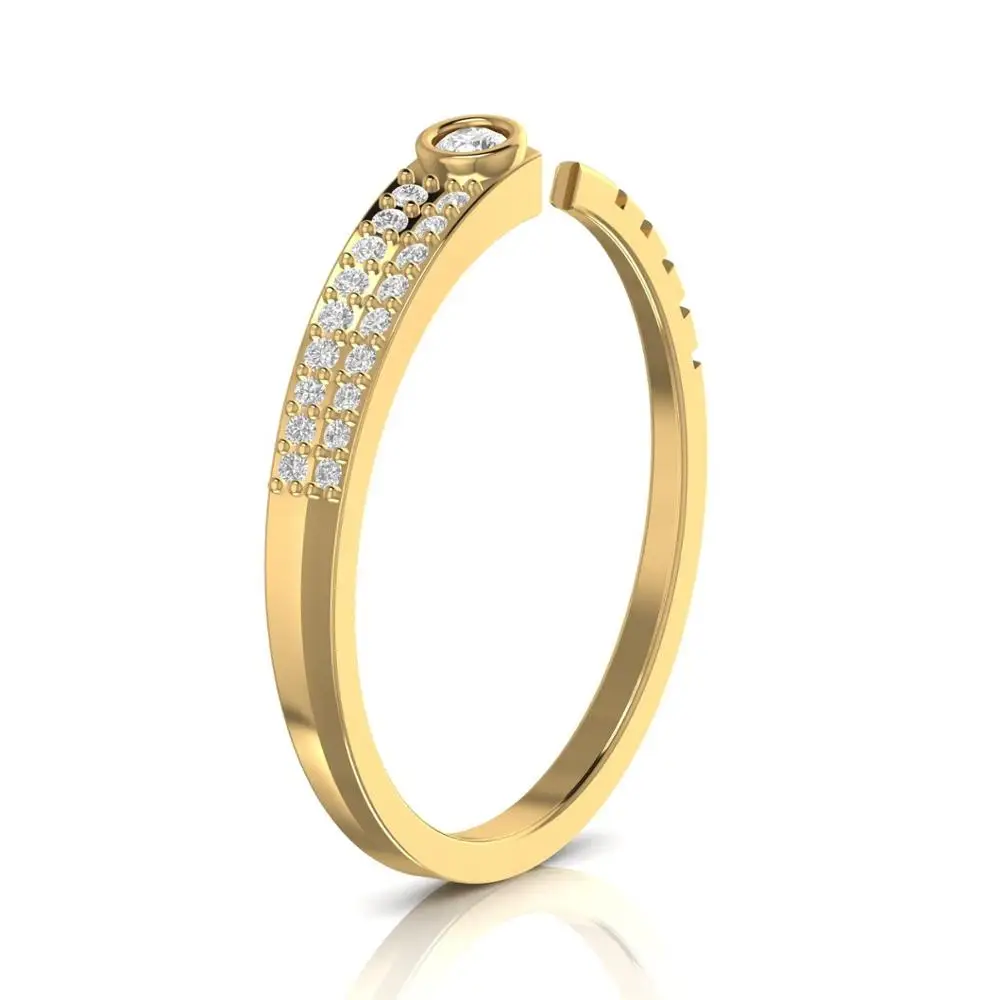 Real Natural Diamond Ring For Women in Solid 18kt White Yellow Rose Gold 1.61 Gram Adjustable size