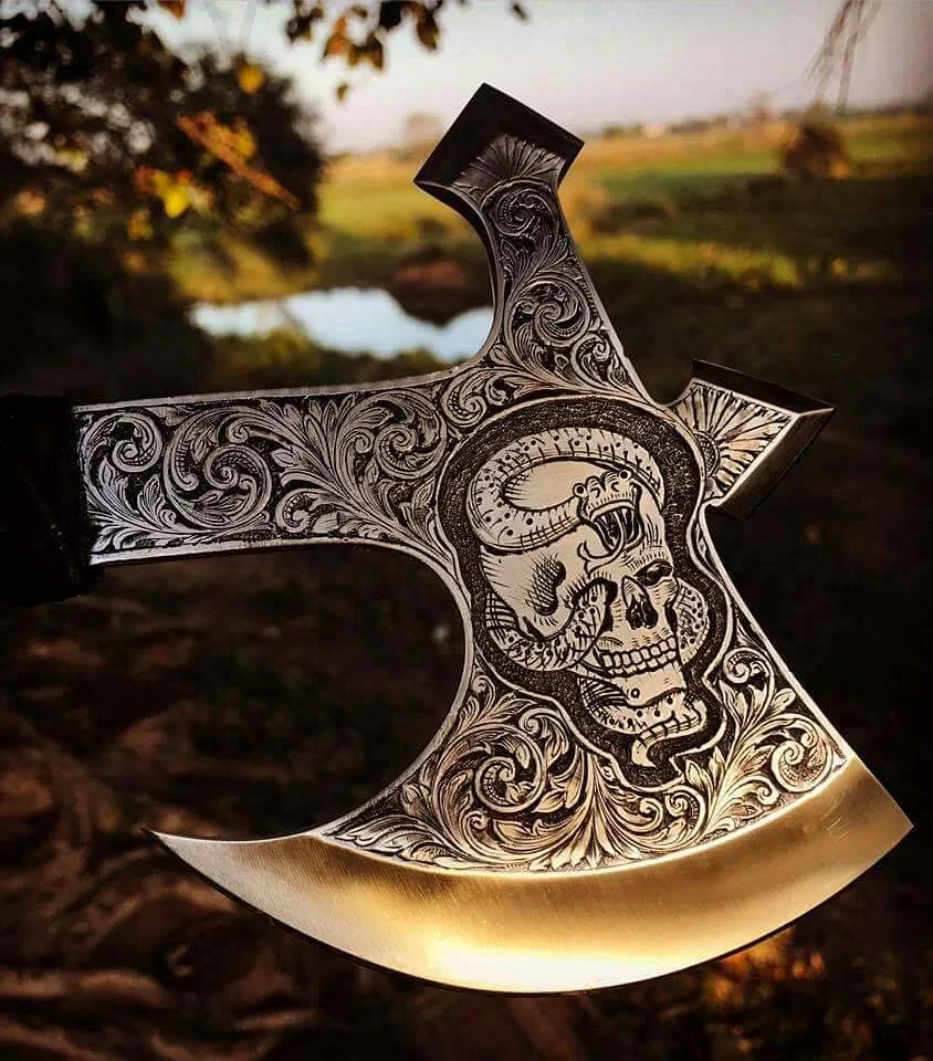 
D2 steel Engraved Axe 