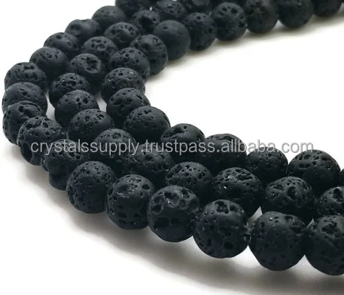 Natural Black Volcanic Lava Rock Stone Round Stone Beads Wholesale DIY For Jewelry Bracelet Making