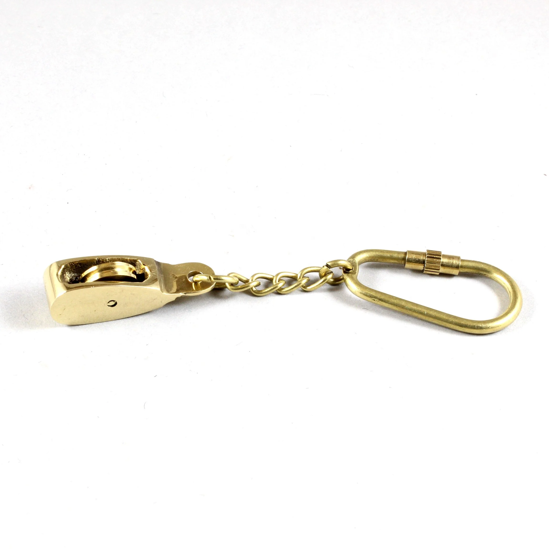 brass nautical small mini ship sailor boat pulley keychain keyring keyholder with brass loop