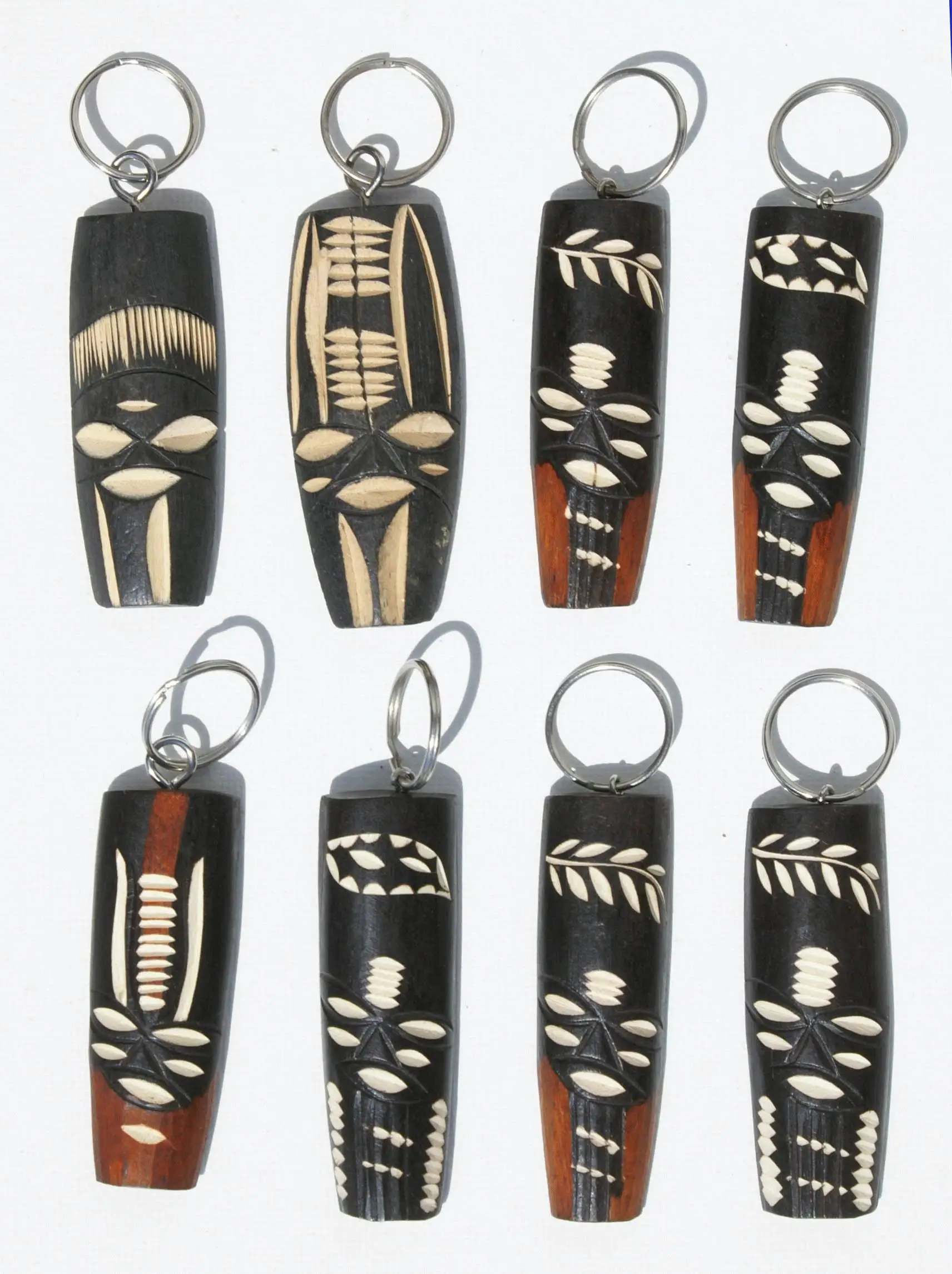 Mask Keychains Wooden Handmade African Lesotho Wholesale Keyrings Art Carved Crafts for Sale