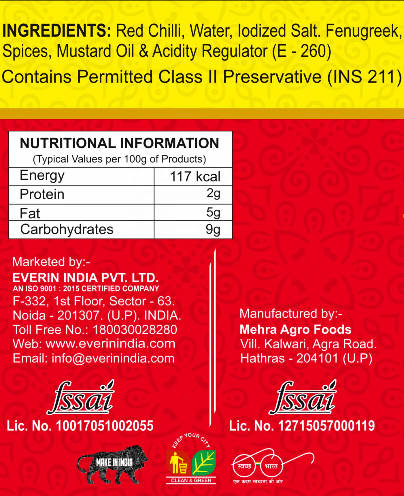 
RED CHILLI PICKLE 1kg 