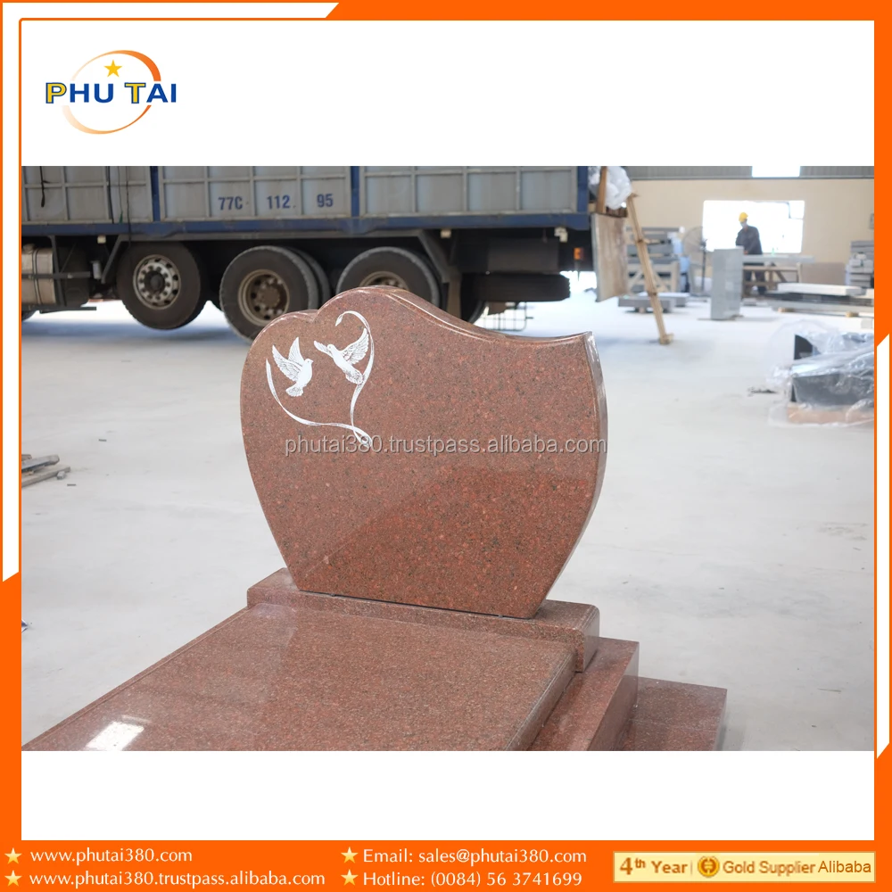 Customized Size French Polonaise Design Granite Tombstone Modern European American Style for Outdoor Cemetery Memorial Use