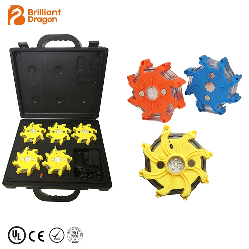 5pcs Rechargeable Road LED Flare Emergency Disc, Beacon LED Flashing Warning Light | Roadside Safety Led Light