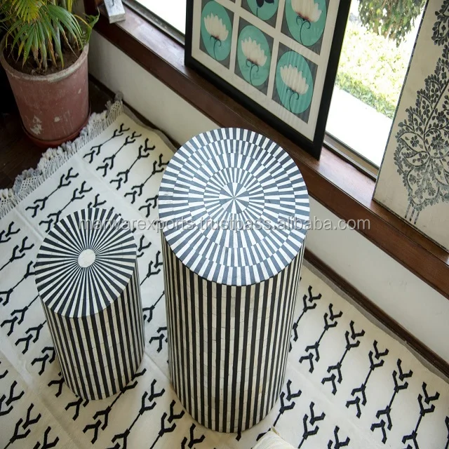 Modern Solid Wood Bone Inlay Stool Luxury Design for Bedroom Kitchen Dining Farmhouse Hotel as Coffee Table Central Cabinet