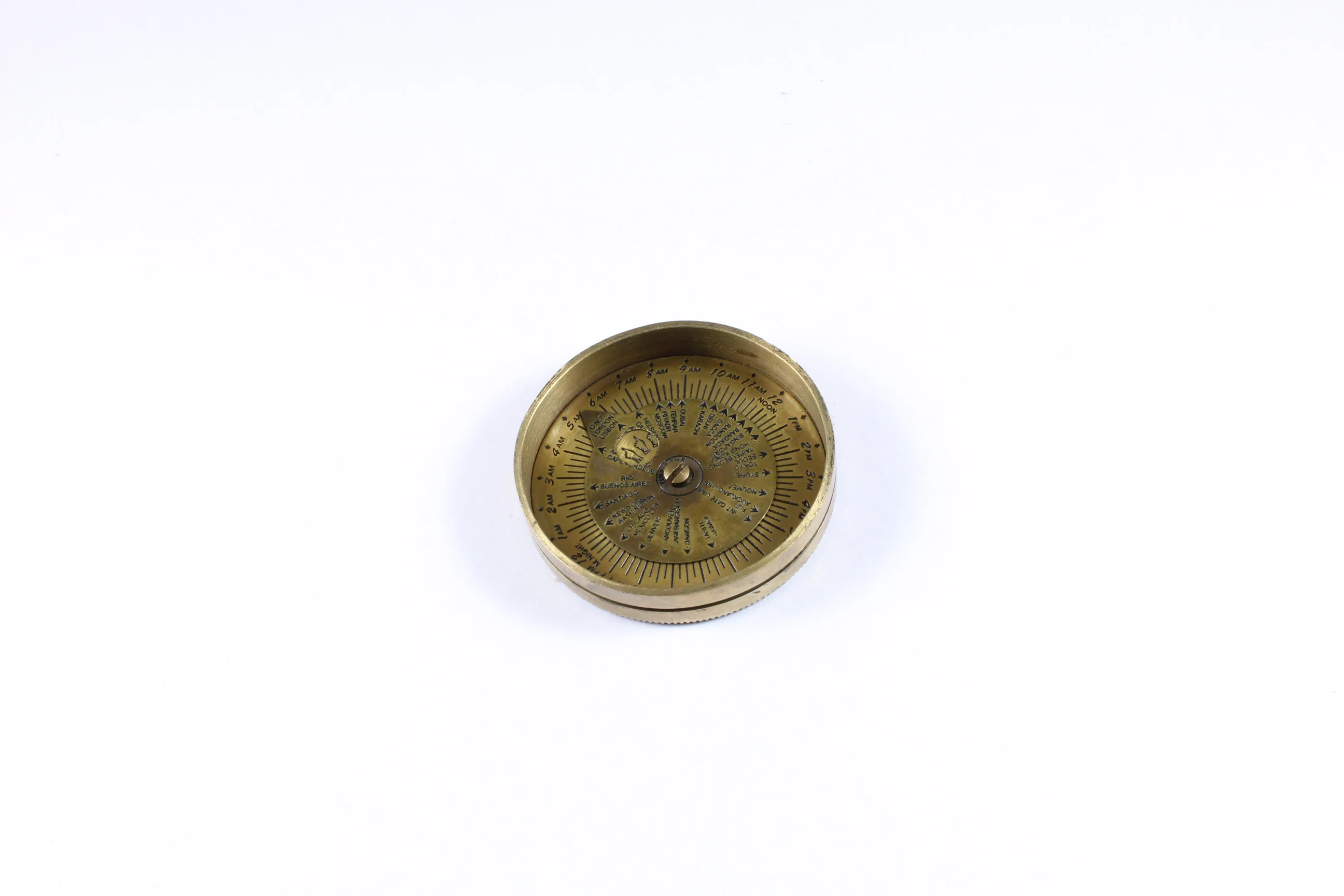 The Merry Rose London 1511-1545 Vintage Finish Brass Compass, World time Indicator in Leather Case.