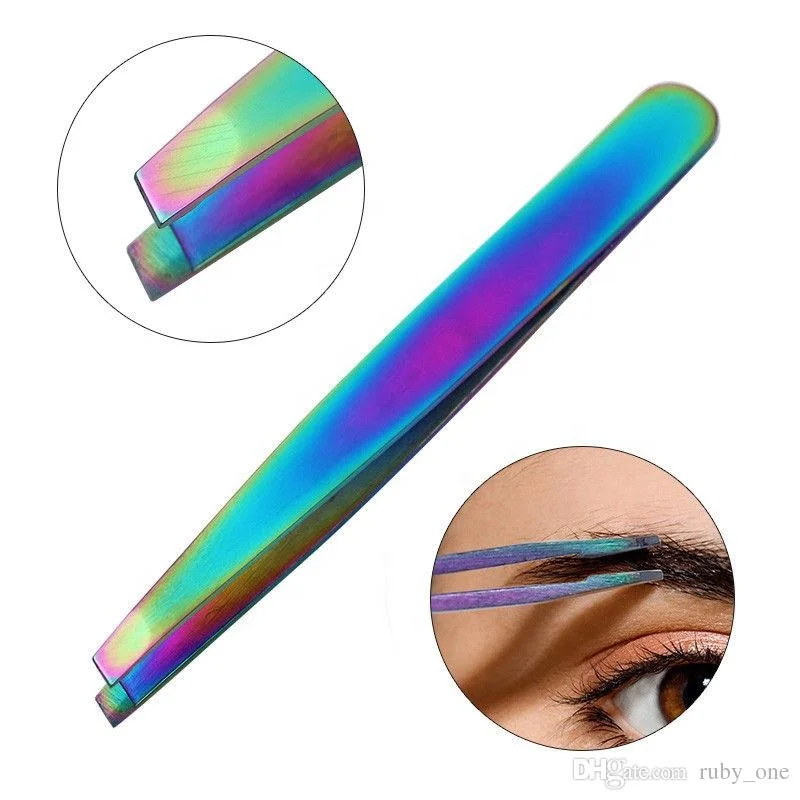 Sialkot Made Eyelash Tool Rainbow Steel Slant Tip Beauty Eyebrow Tweezers Hair Remover Clip Makeup Tool By Germed Enterprises