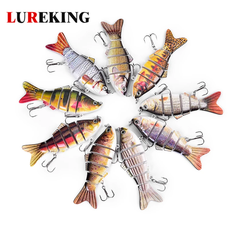 Hot Sale 3D Eyes Multi Jointed Fishing Lures Easy to Catch Bass fish, 6 Sections Swim Bait for Bass Fishing