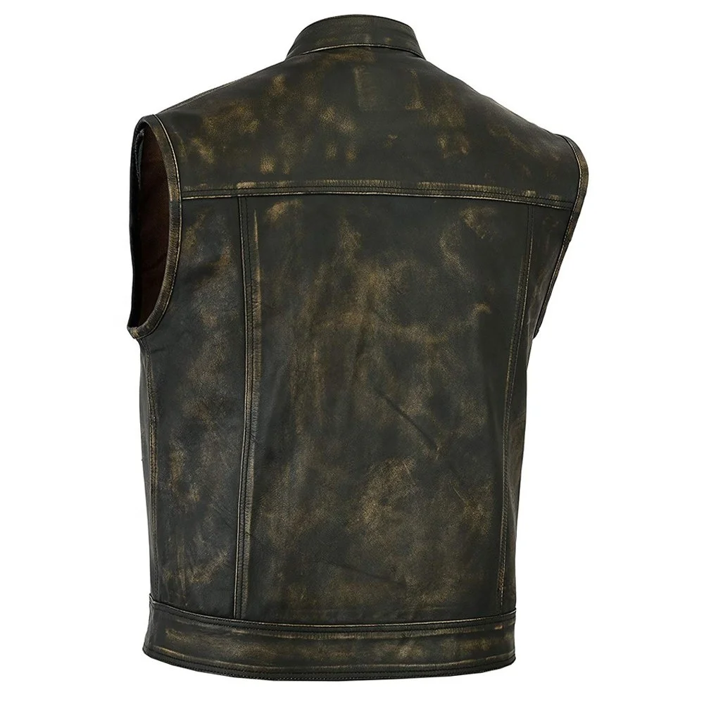 New Design  Motorcycle Customize 2024 North American Leather Vests High Quality Club Vest Men Cowhide Leather For Bikers