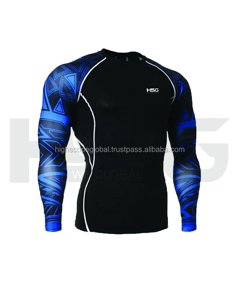 MMA Rash Guards Tops Custom Compression Shirts Long Sleeve Sublimation Shirt RashGuard for Men