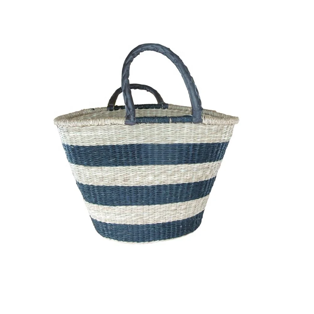 Wholesale New design colorful eco-friendly woven seagrass basket hand woven storage basket seagrass lady bag and handbag