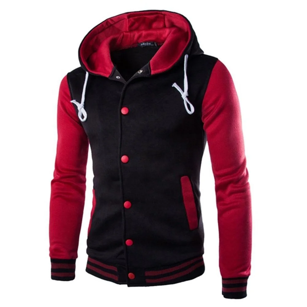 2018 Fashion Hoodies Men Single Breasted Hip Hop Mens Brand Mixed Color Hooded Varsity Style Hoodie Slim Fit Men Hoody FSW-4338