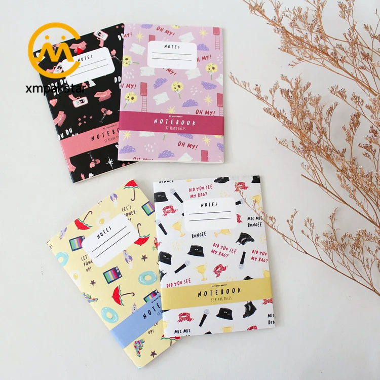 Promotional staple binding soft cover saddle stitched blank composition custom school exercise book notebook