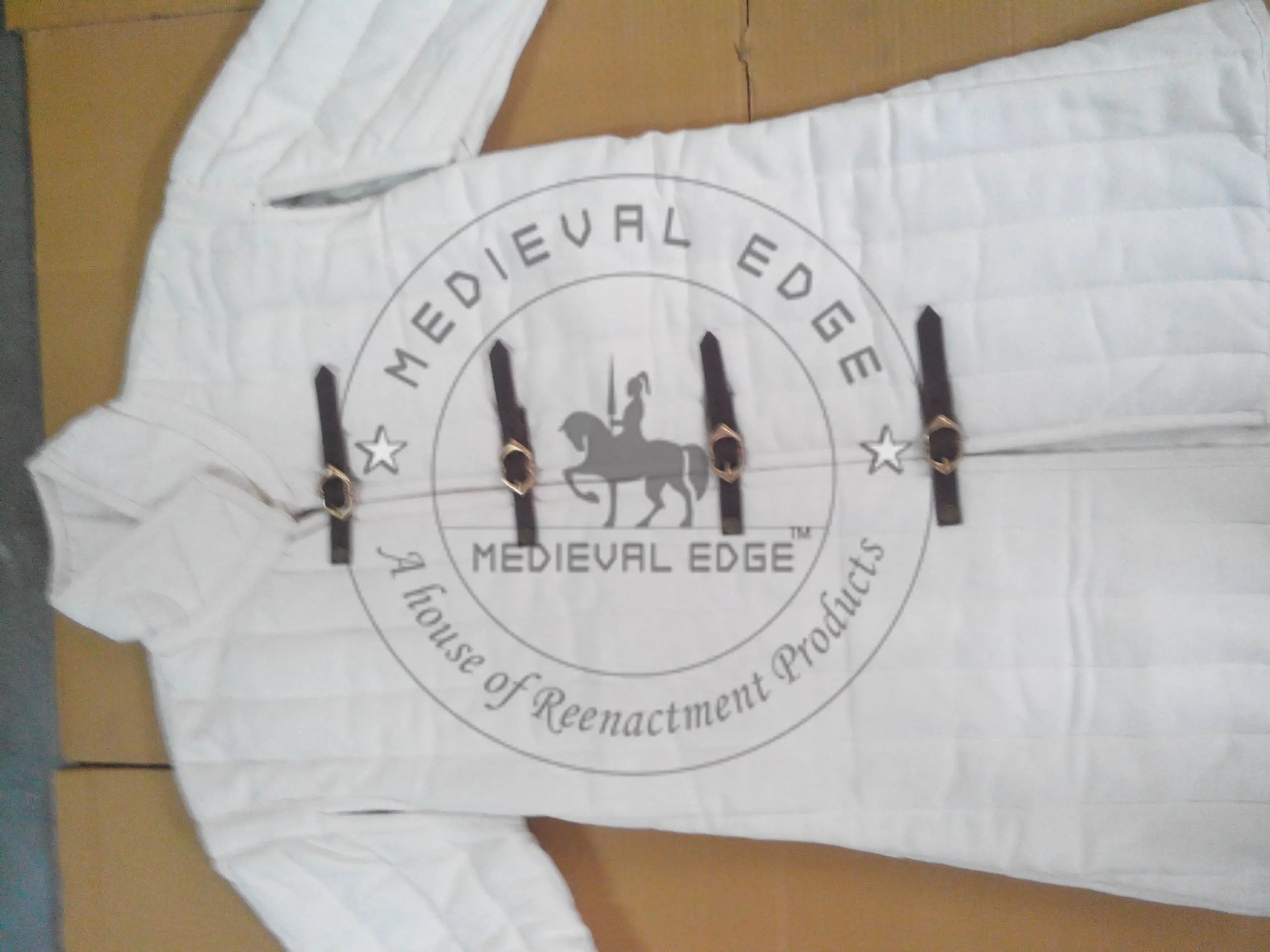 Soft Comfortable and Breathable Cotton White Full Sleeves Gambeson Jacket/Coat at an Largest Manufacture Company