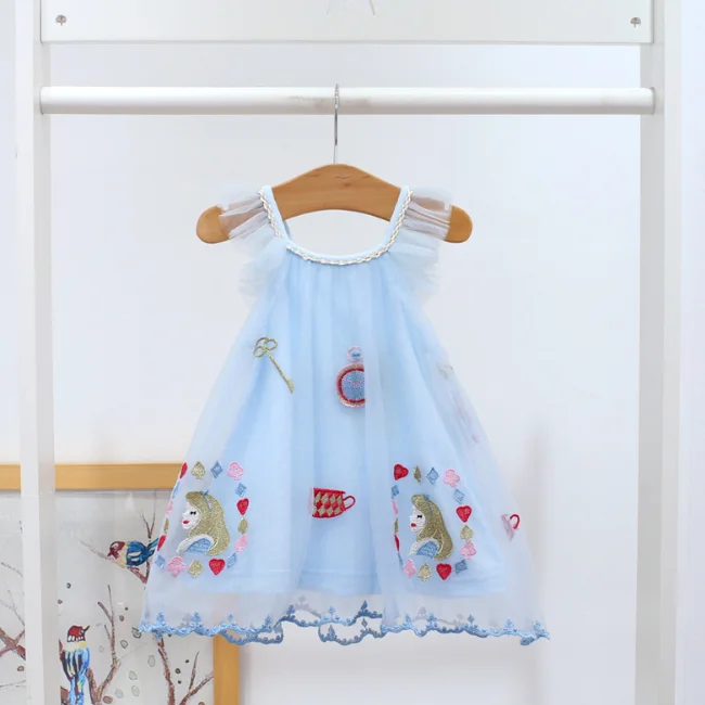 
PHB 40247 fashion cute embroidered baby girls casual dresses 