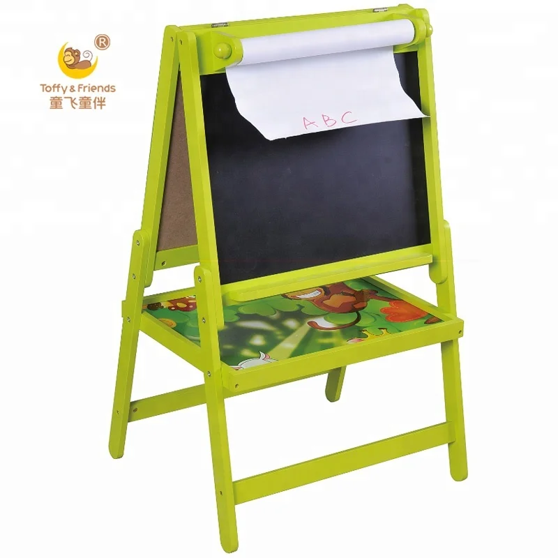 Toffy & Friends kids wooden double sided easel with magnetic letters in Jungle design