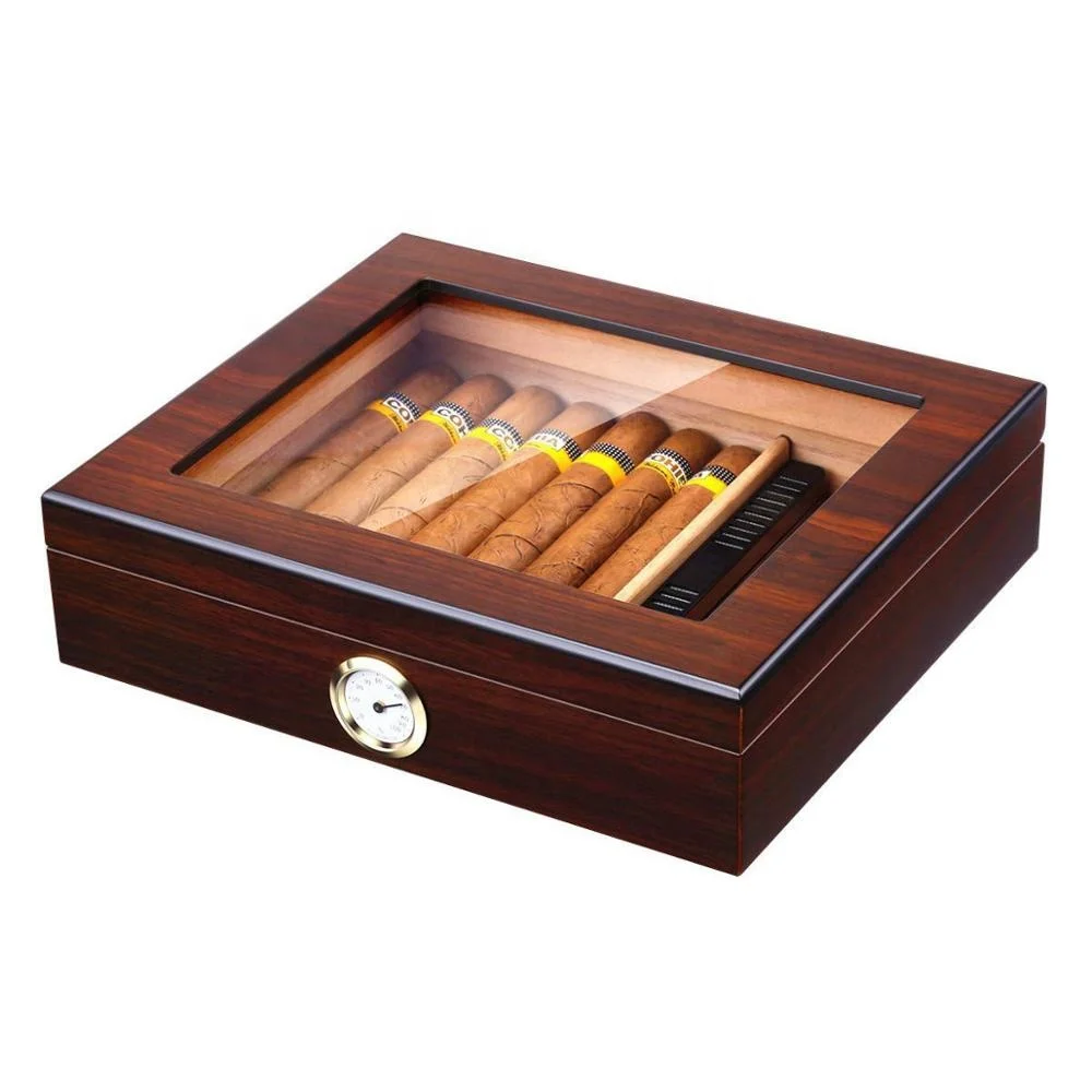 Glasstop орех сигара дисплей Humidor