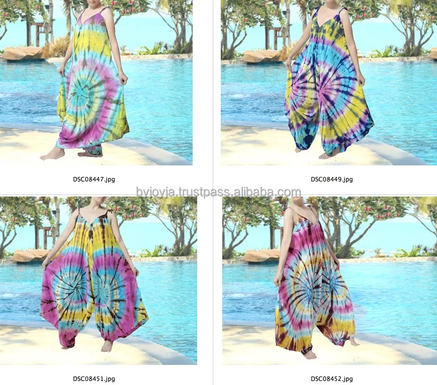 Hippy mix colorsTie dye Alladin Hippie Boho Harem Romper Jumpsuit Wide Leg Yoga Jumpsuit Pants
