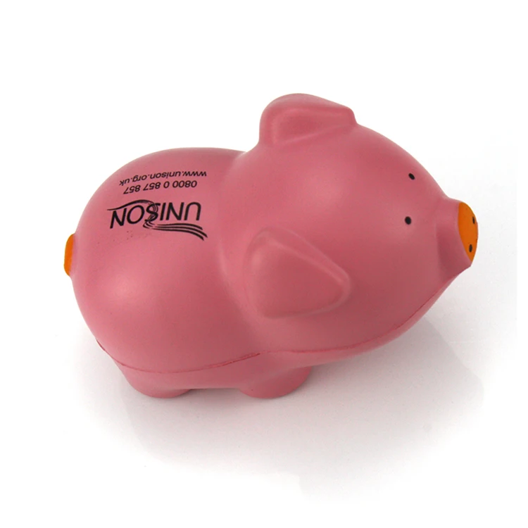 Quality Custom Logo Round Polyurethane Foam Pink Pig Shape Stress Ball For Gift
