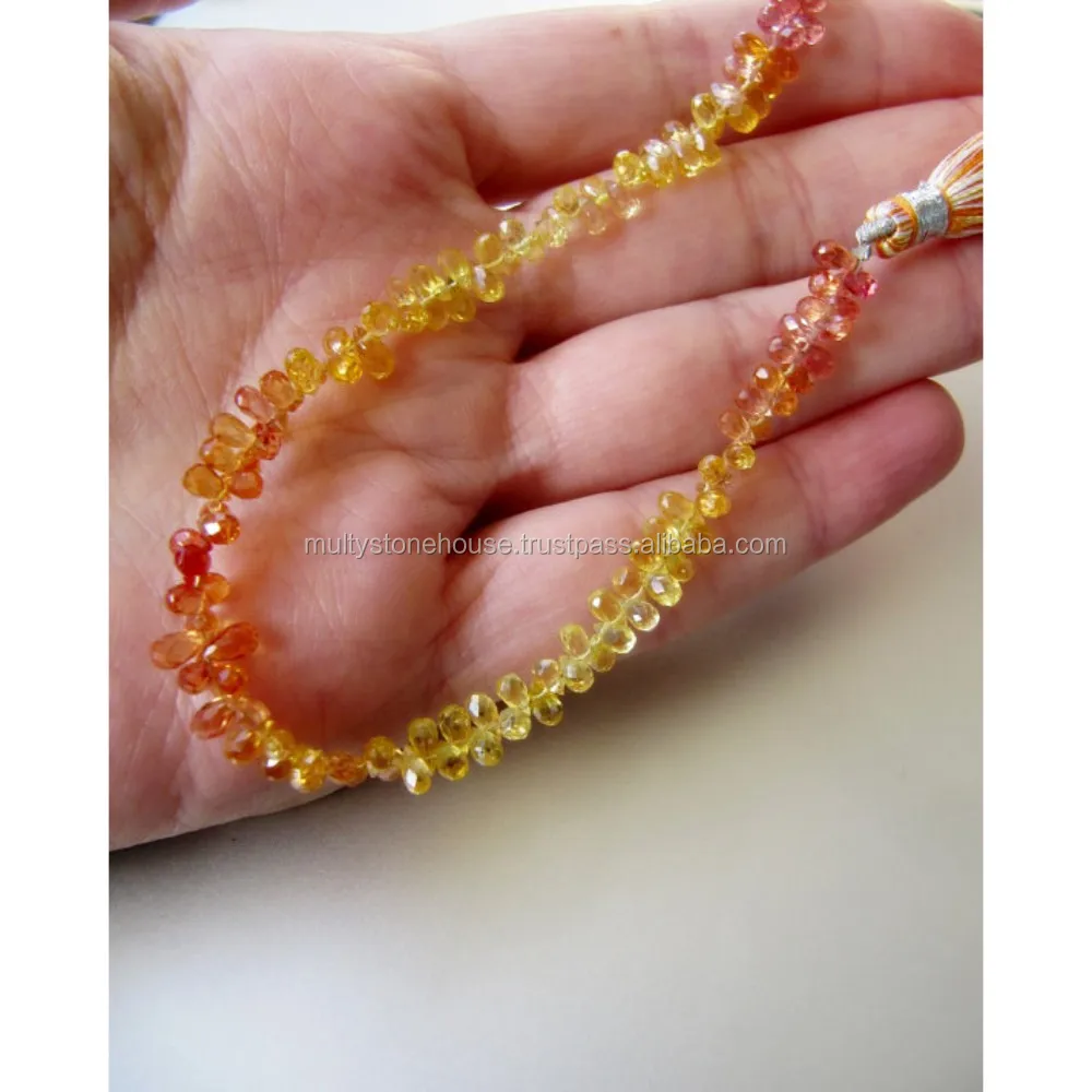 Желтый сапфир граненые капли briolette beads