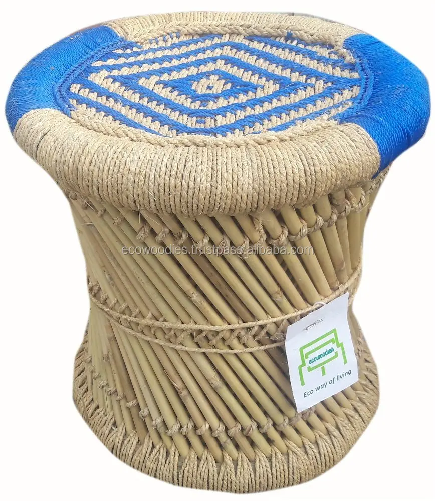 Бамбуковый табурет с оттоманкой для гостиной
