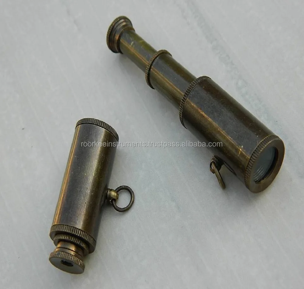 Lot of 10 Brass Antique Telescope Necklace - Mini Telescope - Nautical Brass Telescope Keyring - Key Chain - Key Ring