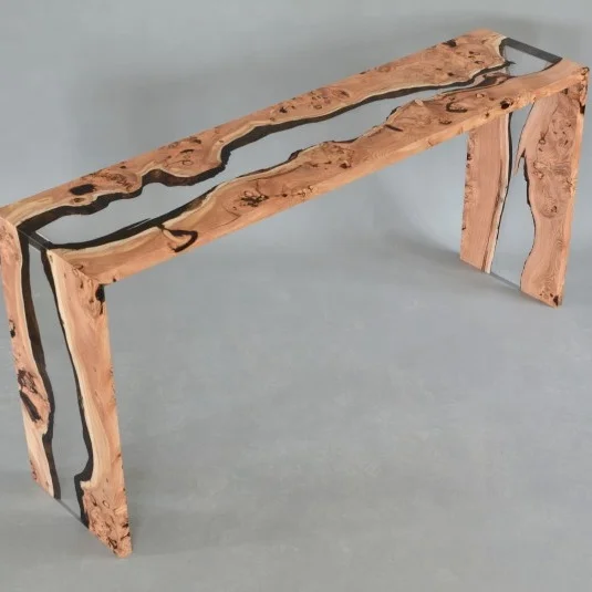 Indian Design Epoxy Resin Wooden Avalanche Console Table