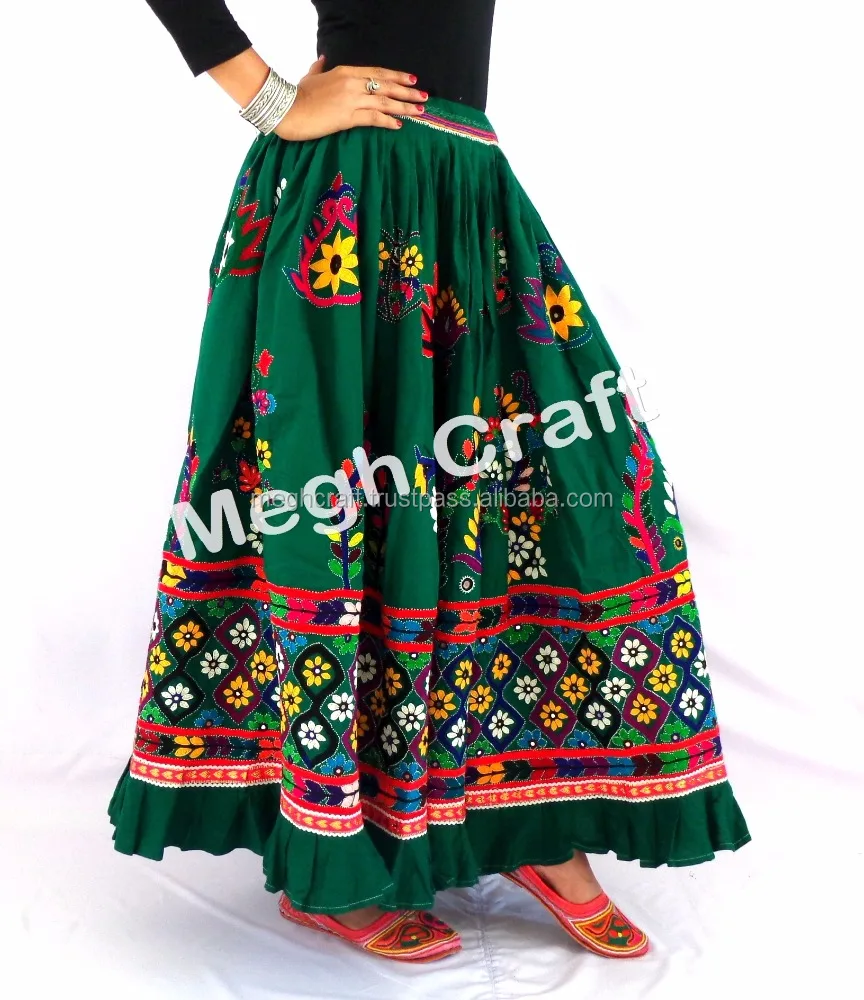 Kutch Embroidery Handmade Banjara Kutch Skirt - Hippie Gypsy Skirt - Fully Flared Indian Traditional Ghaghra - Vintage Skirt