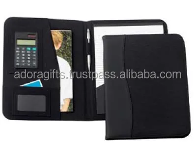 Pu leather folder portfolio with calculator holder / eco-friendly file folder style portfolio / hanging file folder bag