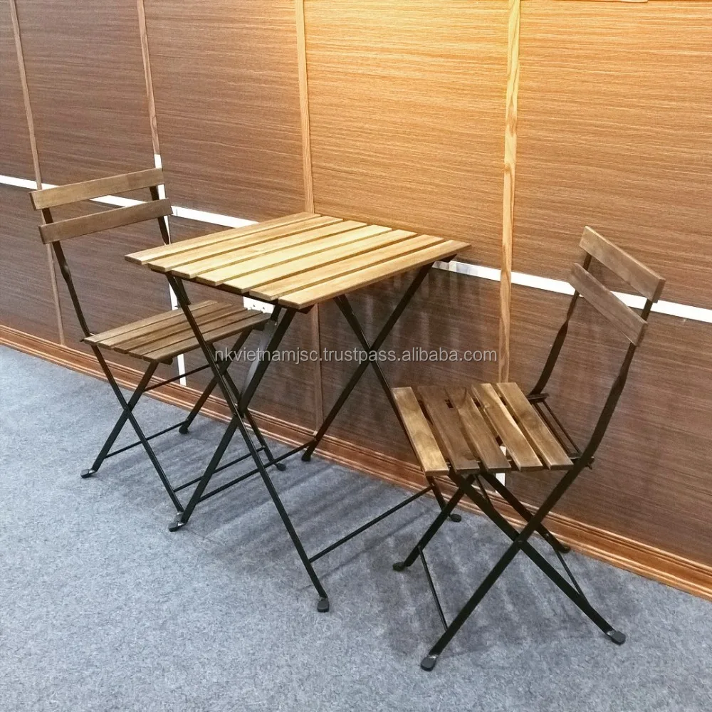 Outdoor bistro set coffee set tarno acacia steel frame made in vietnam cheap price balcony patio
