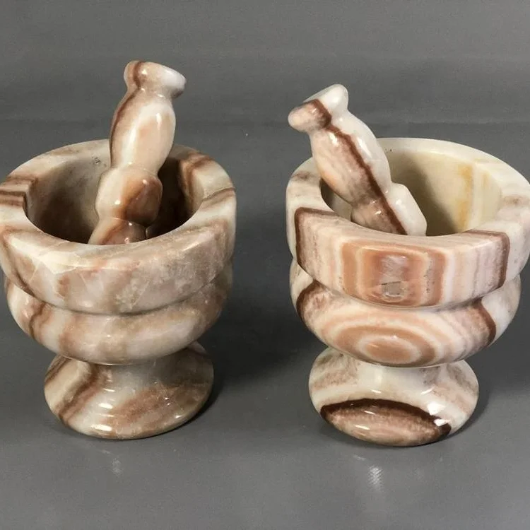 
High Quality Natural Fossils handmade Mortar pestle 