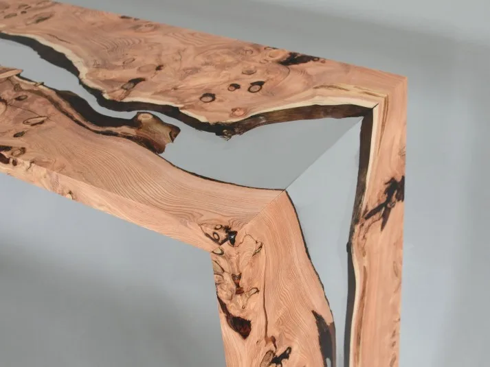 Indian Design Epoxy Resin Wooden Avalanche Console Table