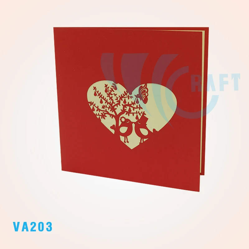 birds under tree 3D pop up greeting card handmade vietnam