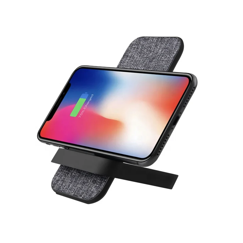 
Cotton Fabric Vertical Wireless Charger Bracket Dual Coil 10W Fast Charging Mobile Phone Desktop QI Wireless Charger 