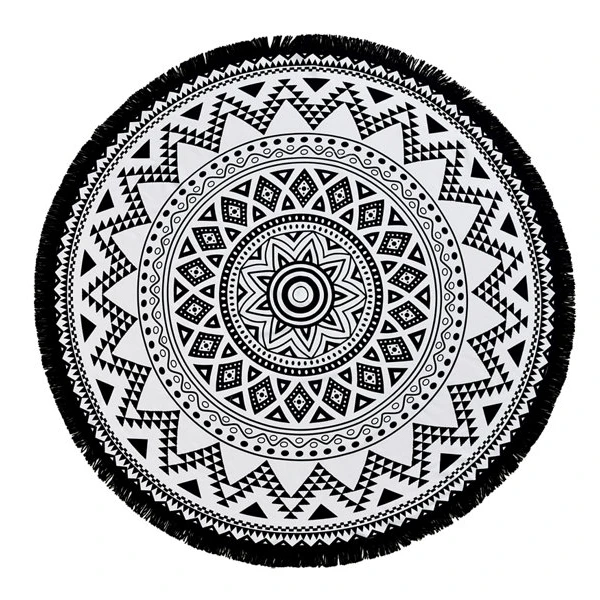 Manufacturers Wholesale Cotton Yarn Dyed Print Turkish Round Beach Towel