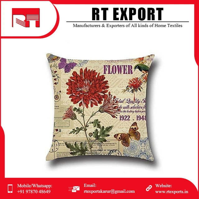 Exporter Quality 100% Pure Cotton Material Custom Digital Printed Cushion Covers with Personalized Logo