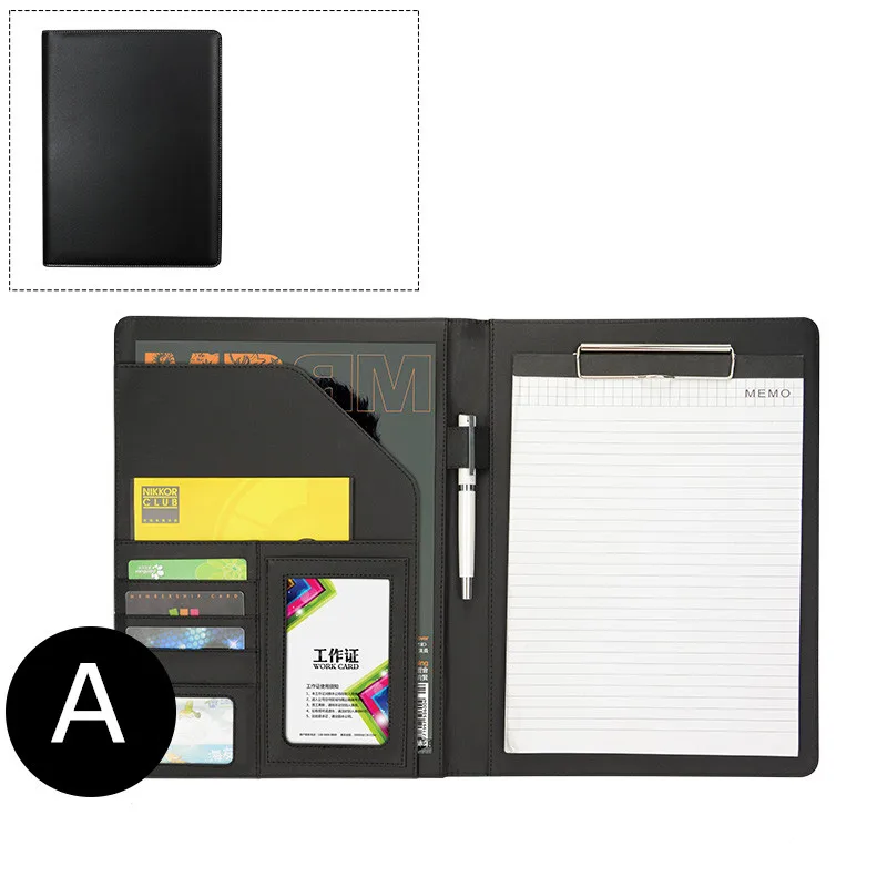 Professional executive custom printing logo A4 PU leather folder manager conference folder clipboard
