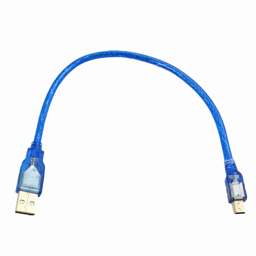 
1 Piece High Quality High Speed 30cm Blue Short USB 2.0 A Male to Mini 5 Pin B Data Charging Cable Cord Adapter 