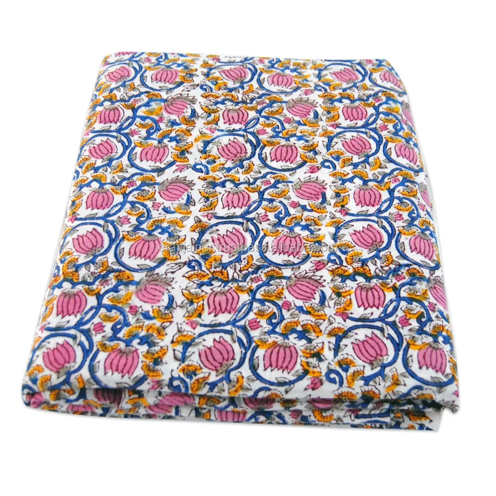 Indian Beautiful Floral Block Printed Multi Color Running Clothing Most Comfortable Skin Friendly Stylish Dress Fabric Wholesale