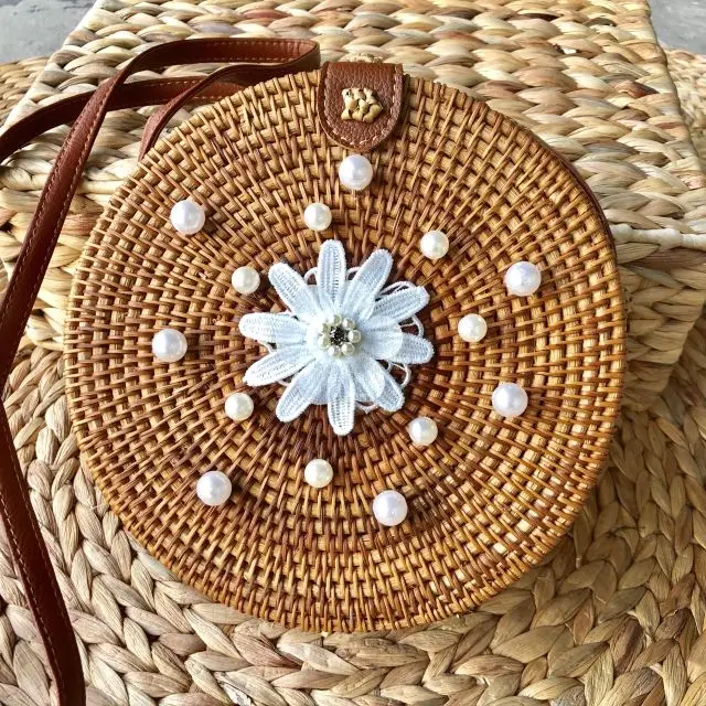 Factory Wholesale Price Handmade Bamboo Bag, Rattan Beach, Purse Women, crossbody Handbag handicraft